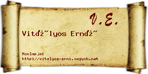 Vitályos Ernő névjegykártya